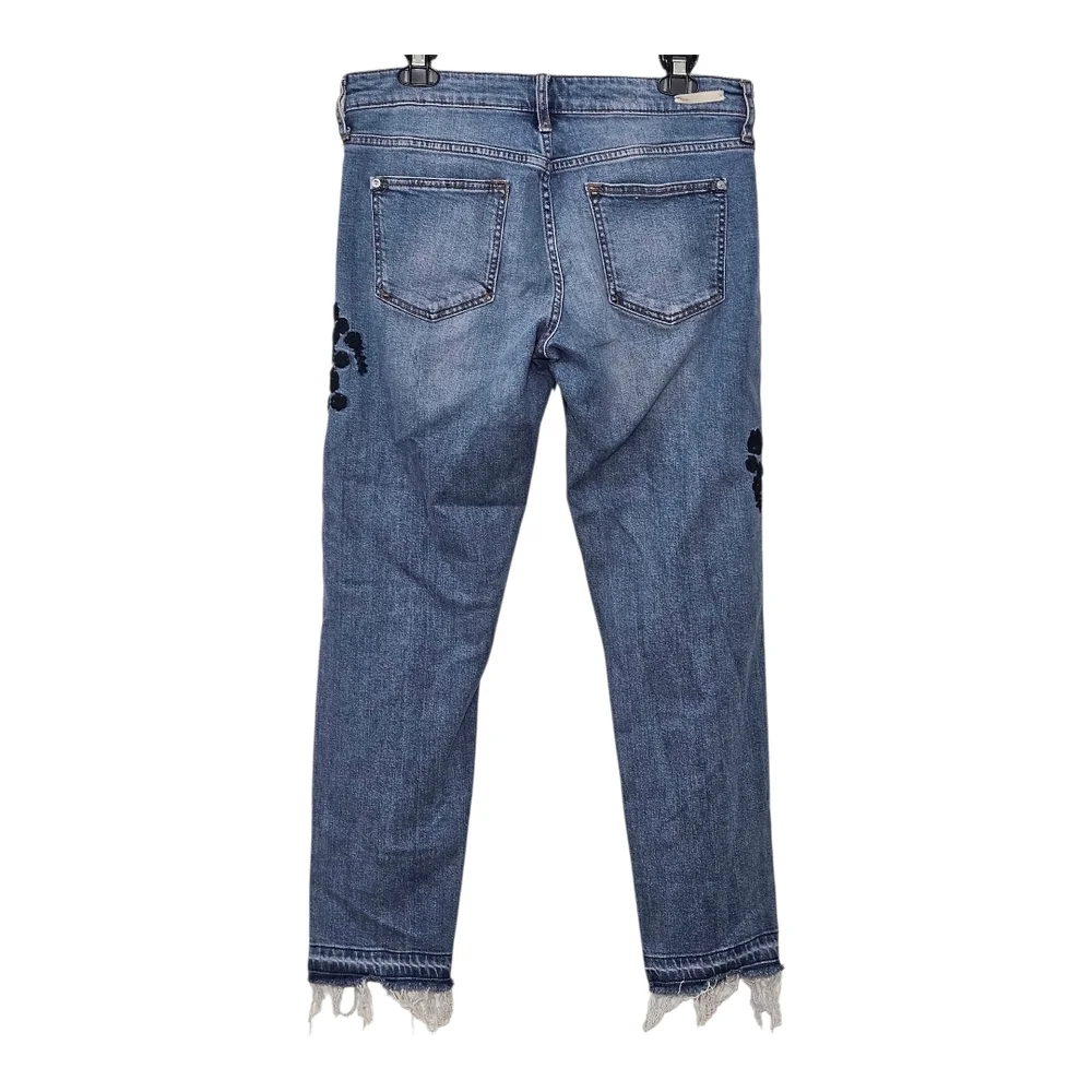 Anthropologie Pilcro & the Letterpress Blue Embroidered Slim Boyfriend Jeans 28 - Picture 2 of 14